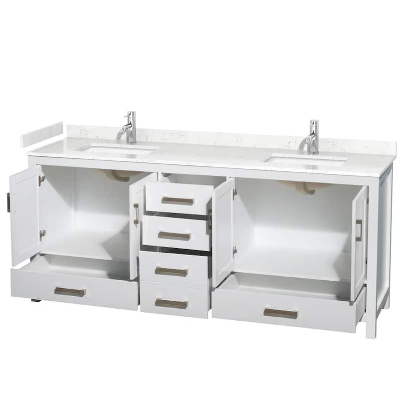 Wyndham Collection Sheffield 80" Double Bathroom Vanity, Carrara