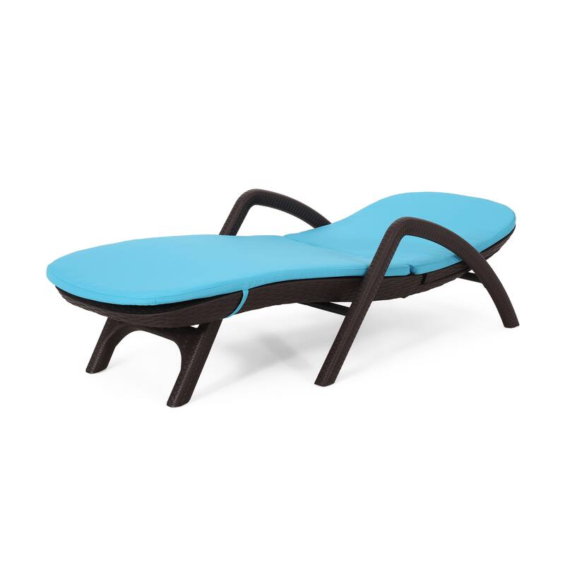 Outdoor Chaise Lounge Chair with Cushion, Adjustable Backrest Recliner Sun Lounger
