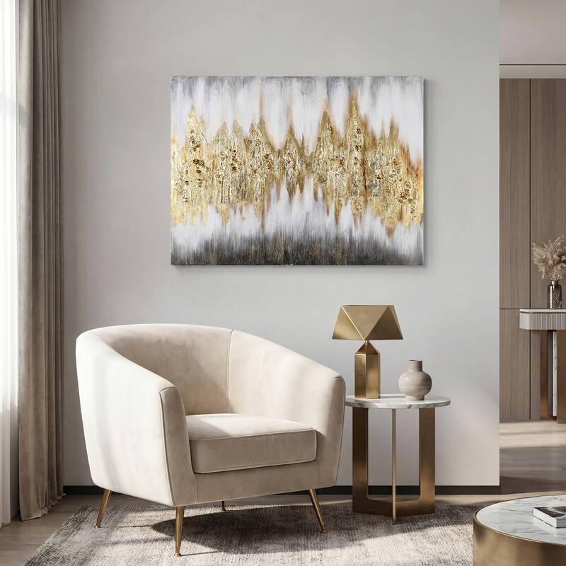 Gold Frequency Textured Hand Painted Wall Art with Gold Foil