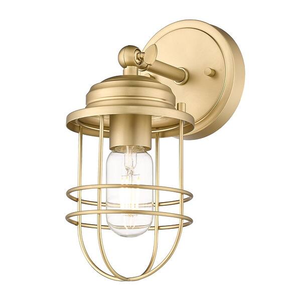 slide 1 of 1, Golden Lighting Seaport 1-light Wall Sconce in Brushed Champagne Brass