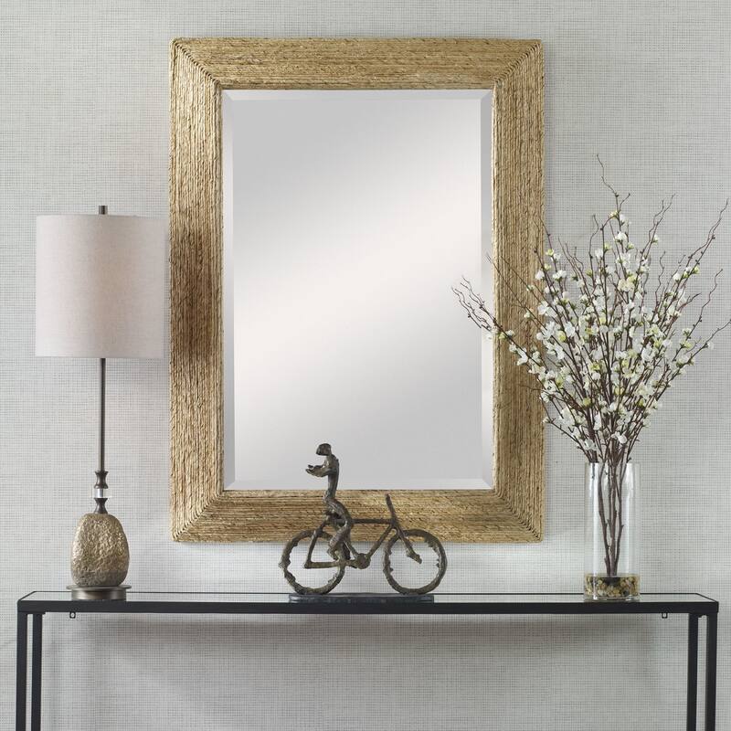 Uttermost 09796 Rora 46" W x 34" H Rectangular Framed Bathroom Mirror - Banana Plant