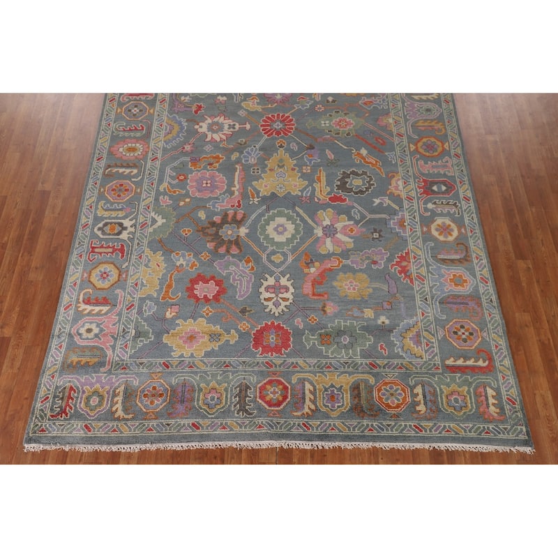 All-Over Floral Oushak Area Rug Handmade Wool Carpet - 8'1" x 10'2"
