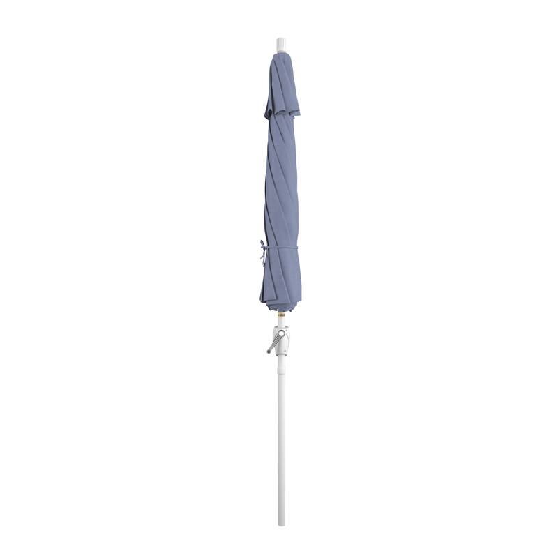 California Umbrella 9' Round Crank Lift Push Button Tilt White Aluminum Patio Umbrella Sunbrella