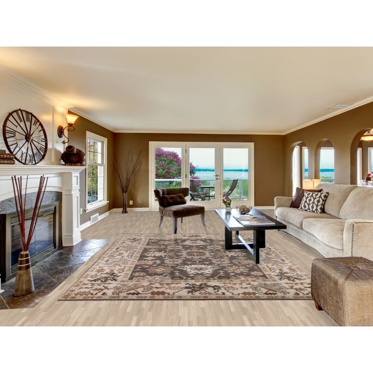 All-Over Floral Oushak Indian Area Rug Hand-Knotted Wool Carpet - 7'10"x 10'3"