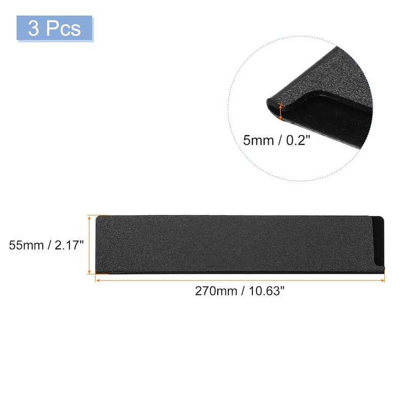 3Pcs Knife Edge Guards ABS Knife Cover Sleeves Knife Blade Protector - Black - 10.6"x2.2"