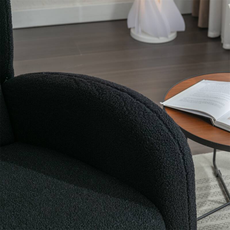 Teddy Fabric Rocking Chair With Packet Wood Legs