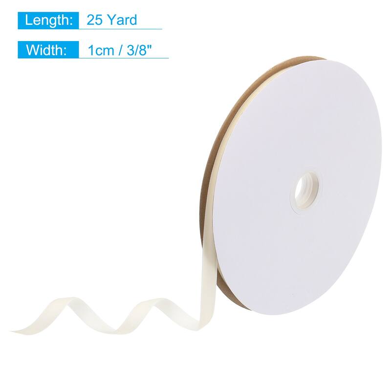 Velvet Ribbon 25 Yard Single Face Spool Silky for Gift Wrapping Decor - Cream - 3/8 Inch x 25 Yard