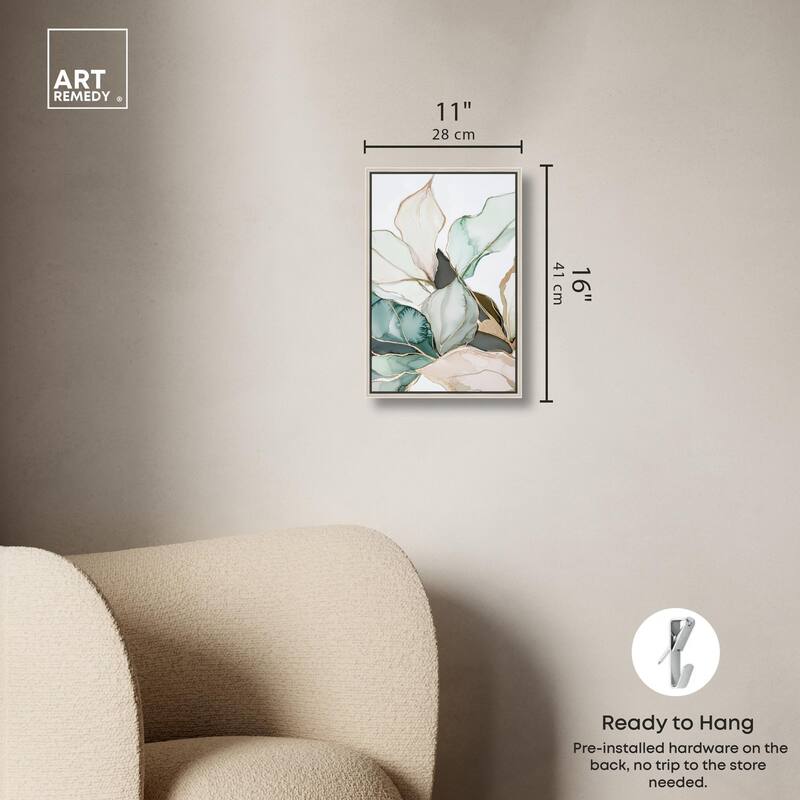 Pastel Leaves with Gold III Canvas by Art Remedy