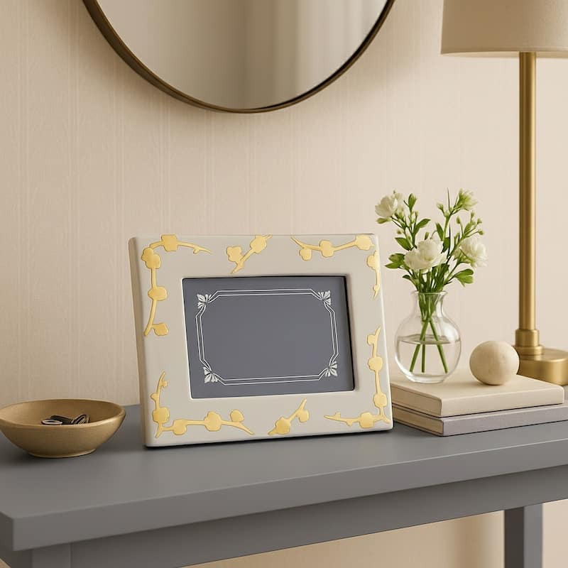 Ceramic Cherry Blossom Picture Frame - Gold