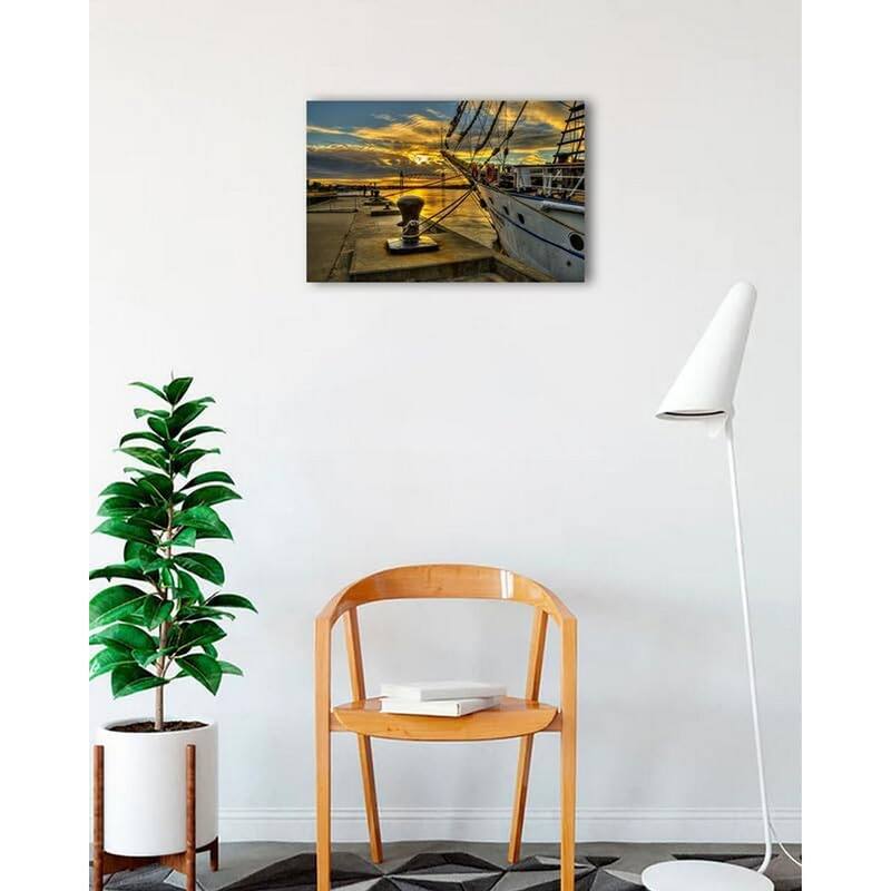 Tall Ship Docked and Ready to Sail at Sunset by Wayne Collamore Art Poster - Print On Demand - 18 x 24 Inch