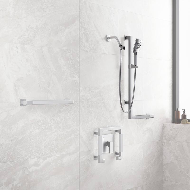 Seville Slide Bar ADA Compliant 500 lb Weight Capacity Slide Bar with Multi-function Handshower Left Brushed Stainless Steel