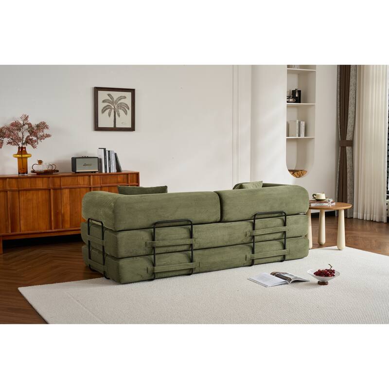 Convertible Sleeper Sofa Bed with Pillow, Modern Corduroy Folding Mattress Couch, Floor Sofa Lounge for Compact Spaces