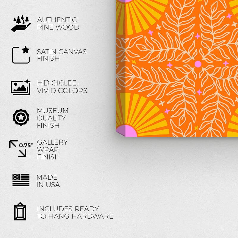 Wynwood Studio Canvas Abstract Sun Energy Orange and Neon Violet Modern & Contemporary Wall Art Canvas Print