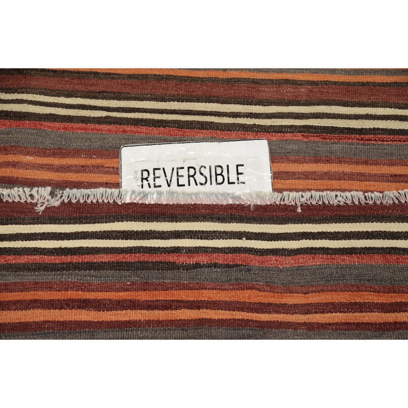 Hand Woven Oriental 100% Wool Carpet Southwestern Geometric Multi-Colored Kilim Area Rug - 10' 4'' X 5' 2''