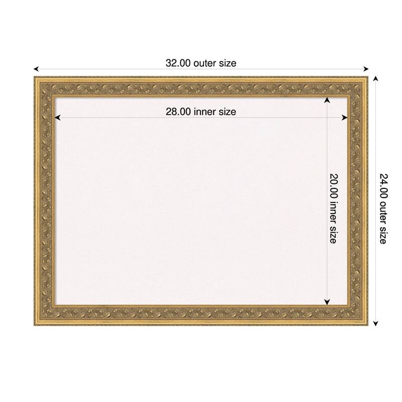 Carter Dark Gold Wood Framed Cork Board - Bulletin Board, Organization Board, Pin Board - White - 32 x 24 in