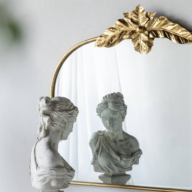 39.5" x 35" Gold Arched Mirror with Metal Frame