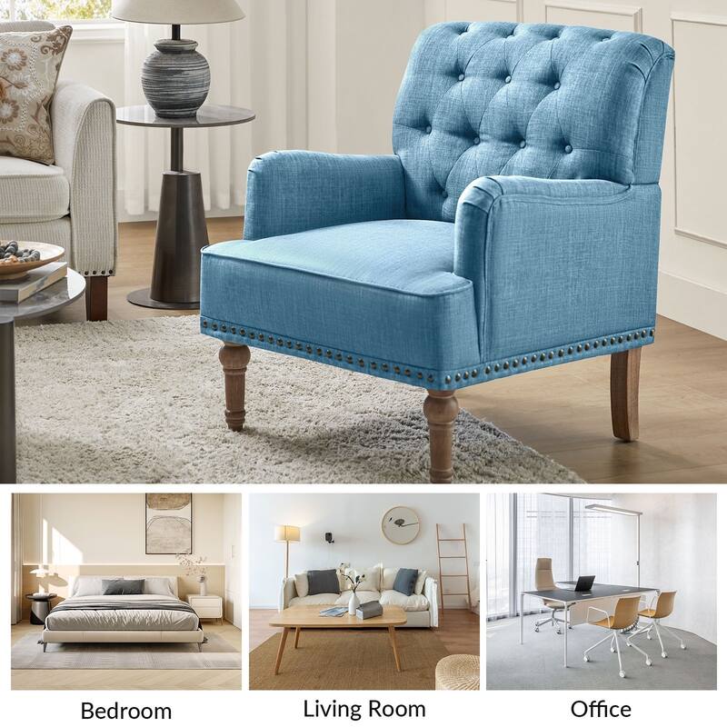 Geltrude Classic Upholstered Accent Arm Chair with Button Tufted Back by HULALA HOME