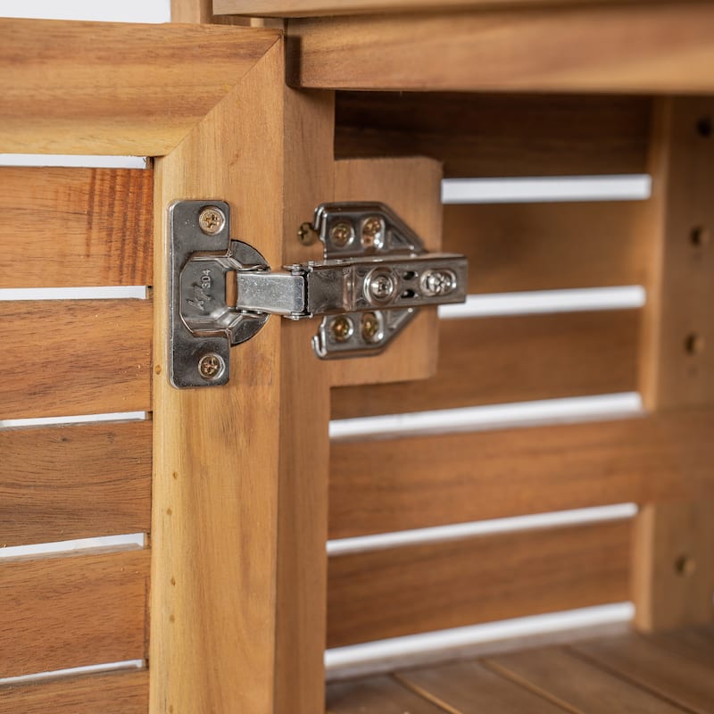 Christopher Knight Home - Cypress Outdoor/Indoor Acacia Wood Patio Storage Cabinet with Ventilated Slat Doors & Drawers