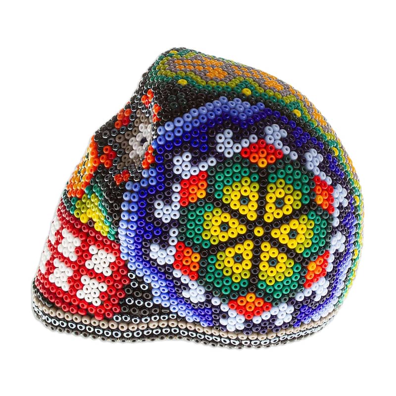 Novica Handmade Peyote Memories Huichol Beaded Papier Mache Skull