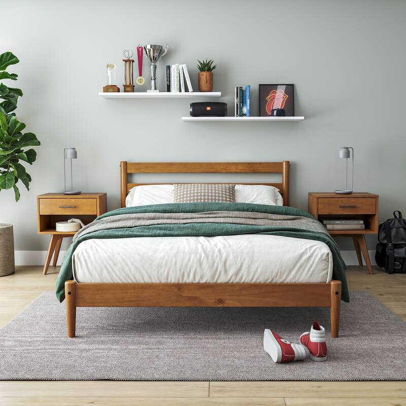 Mid-Century Platform Bed - Brown - Full