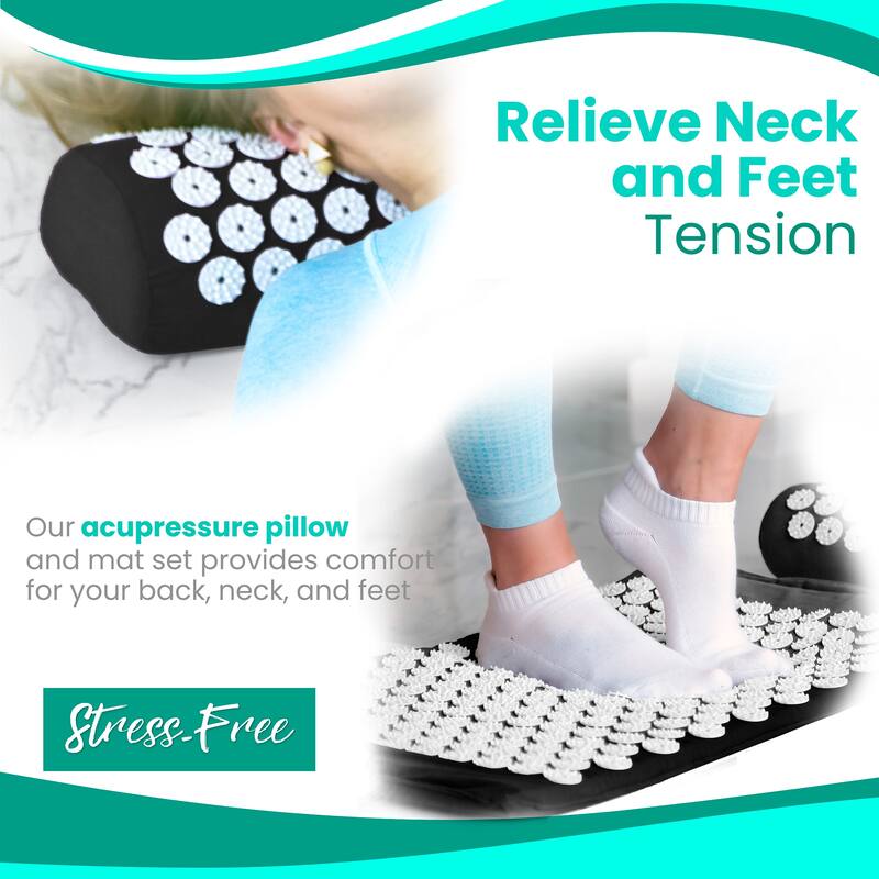 Sivan Health And Fitness Deluxe Acupressure Mat & Pillow Combo Set - Includes Carry Bag - 51" L x 17.5" W x 4" H