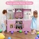 preview thumbnail 4 of 12, Wooden Pretend Play Kitchen Set with Lights & Sounds, Dual Stoves, Range Hood, Ice-Maker Fridge & Ample Storage