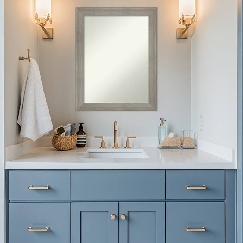 Grand Narrow Non-Beveled Framed Bathroom Vanity Wall Mirror