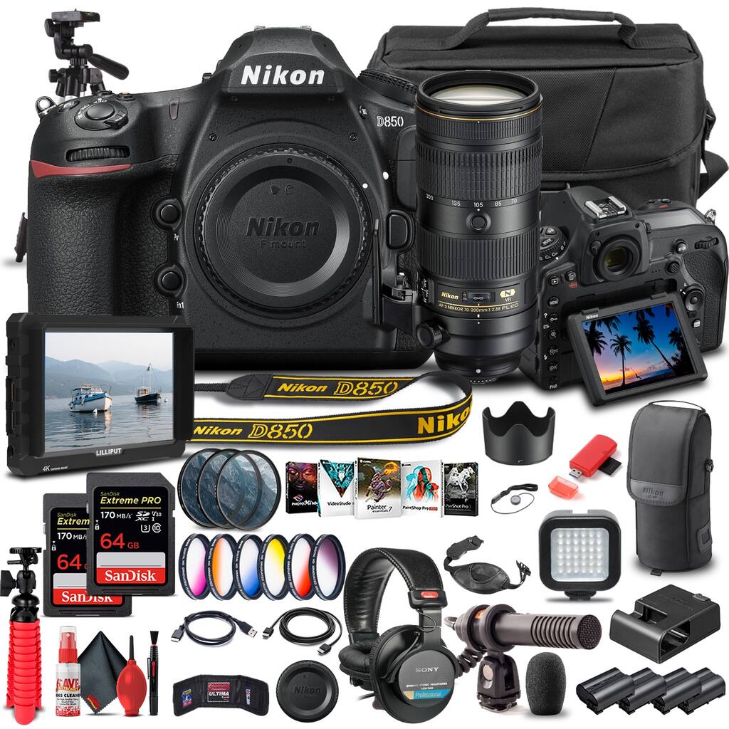 Nikon D850 DSLR Camera Body Only 1585 W/ Nikon 70-200mm VR Lens - Pro