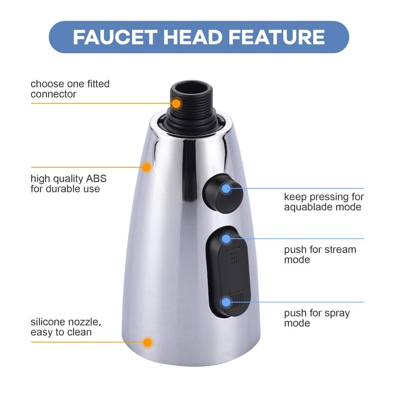 WOWOW 3 Function Kitchen Faucets Head Replacement with 9-Adapters