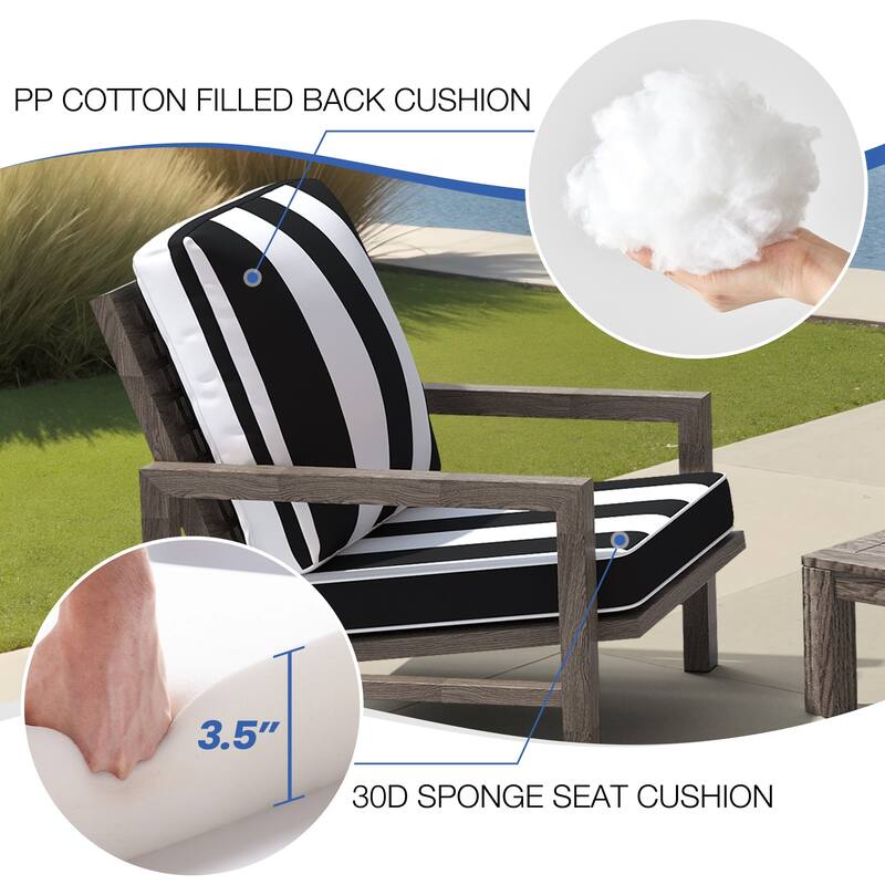 22''D x 21''W x 3.5''T Patio Fabric Outdoor Seat Cushions Set (Seat & Back)