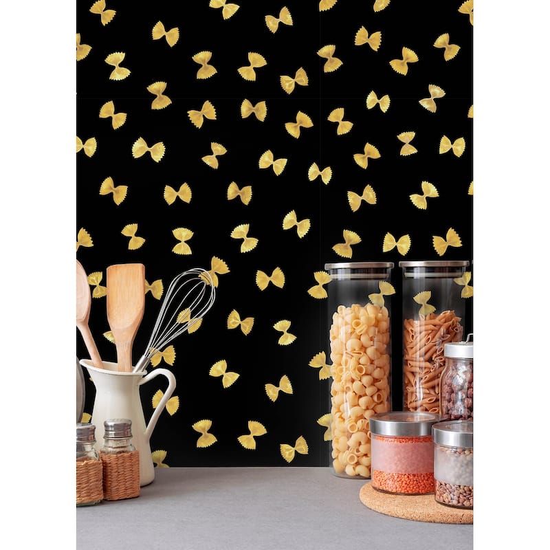 Rachel Antonoff Black Pasta Peel Stick Wallpaper