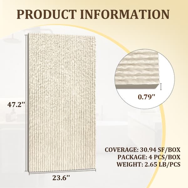 dimension image slide 2 of 4, 4Pcs 48"x24" 3D Faux Stone Wall Panels Imitation Decorative Wall Tiles for Interior Wall Decor