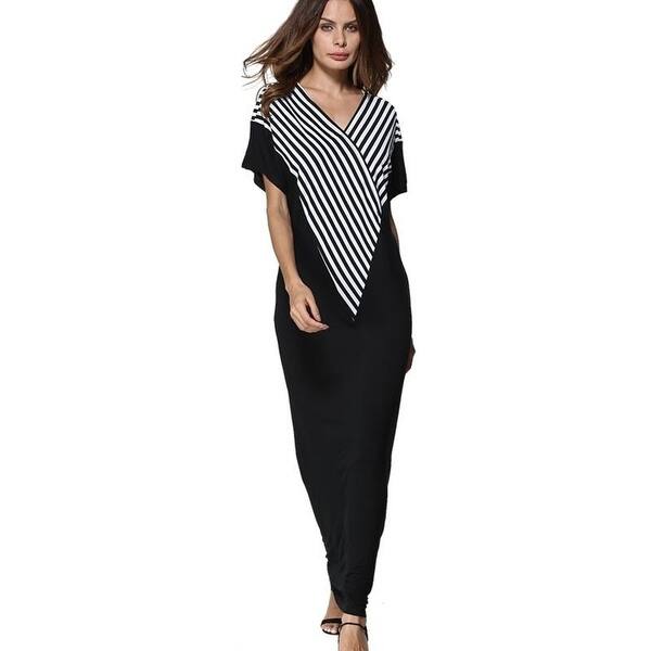 Shop Tigena Loose Striped Summer Dress Women 2018 Floor Length