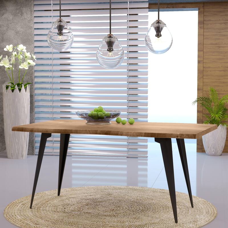 Ravenna Rectangular Dining Table with 63-Inch Wide MDF Tabletop and Powder Coated Metal Legs