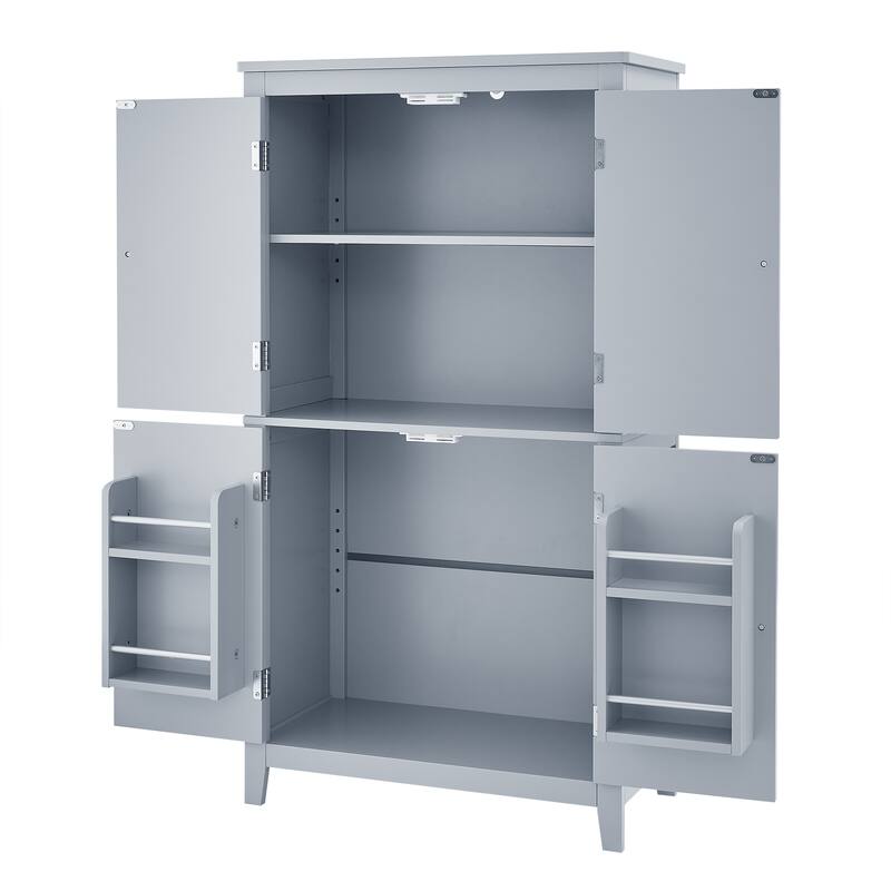 GDFStudio - Amelia Tall Freestanding Bathroom Cabinet with Adjustable Shelves and Secure Storage