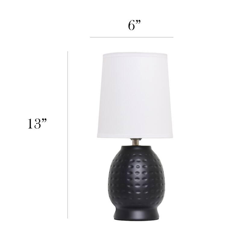 Petite Dimpled Ceramic Table Lamp with Tapered Shade - 12.5" - Black