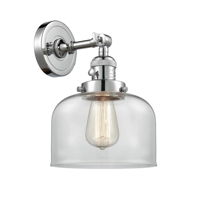 Innovations Lighting Large Bell Single Light 12" Tall Bathroom Sconce - Polished Chrome / Clear
