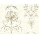 preview thumbnail 2 of 2, Seabrook Designs Janen Floral Vase Unpasted Wallpaper 27 in. W x 27 ft. L - Metallic Cream & Blue Smoke