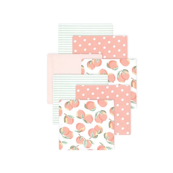 slide 1 of 1, Little Treasure Hudson Baby Girls Cotton Poly Flannel Receiving Blankets Multipack, Pink Sweet Peach, 30x30 inches 30x30 inches - Pink Sweet Peach