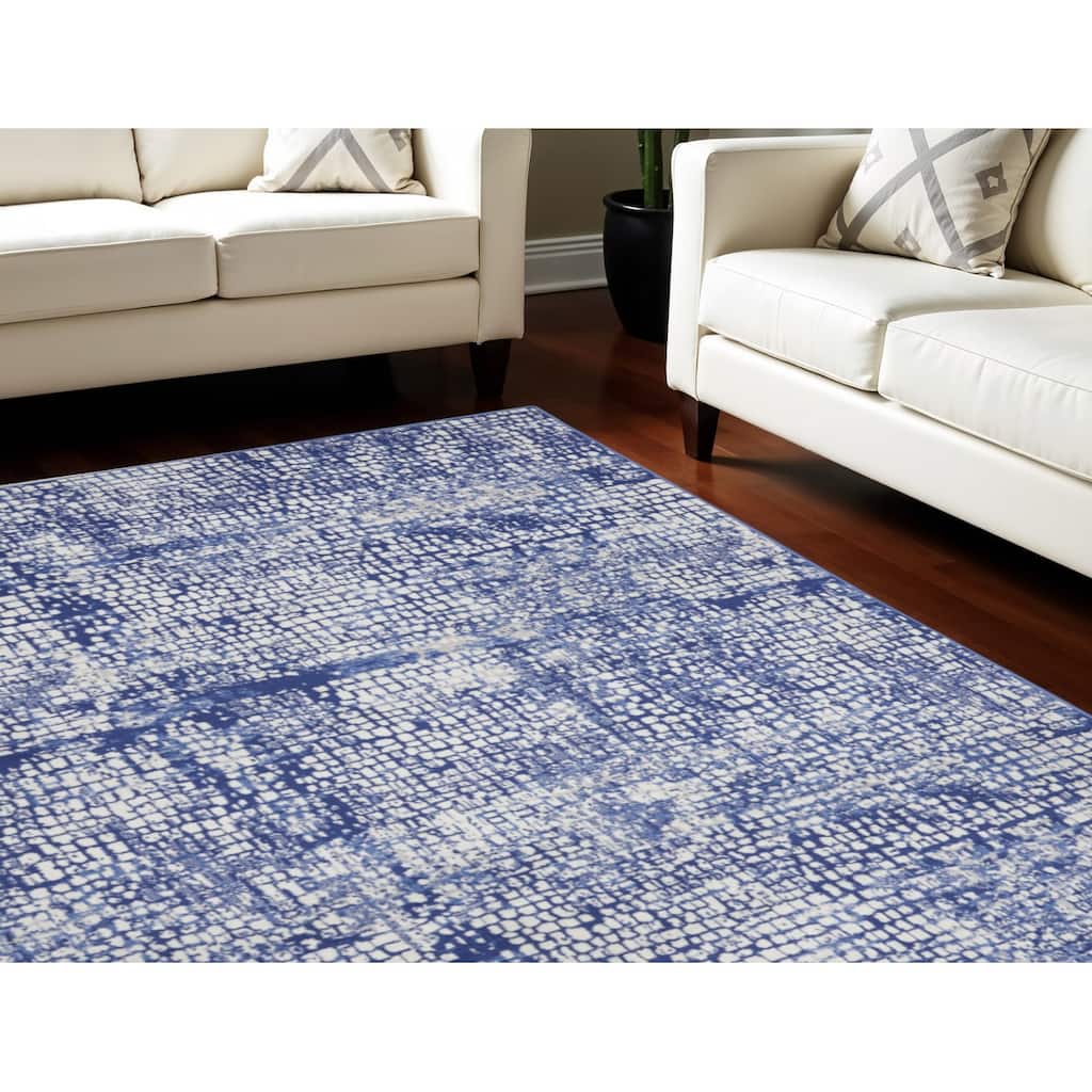 Power Loomed Distressed Abstract Modern Non Skid Stain Resistant Area Rug