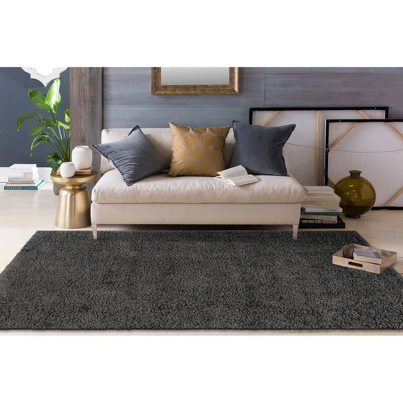 World Rug Gallery Contemporary Solid Cozy Plush Shag Area Rug