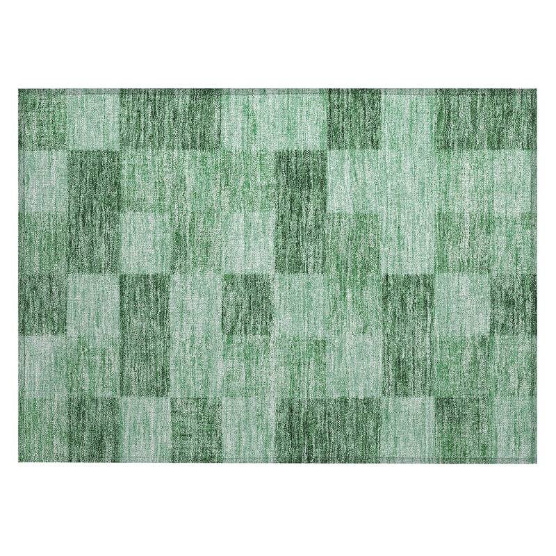 Machine Washable Indoor/ Outdoor Checker Chantille Rug