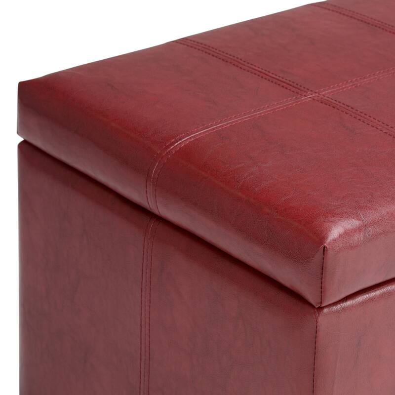 Modern Storage Ottoman Bench - Radicchio Red