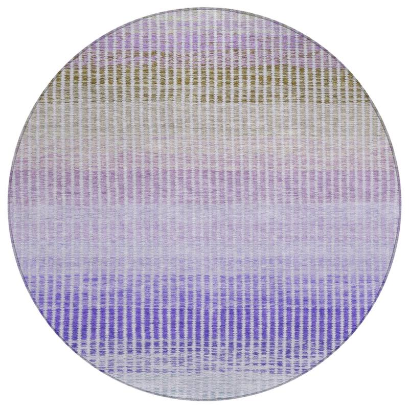 Machine Washable Indoor/ Outdoor Contemporary Stripes Chantille Rug