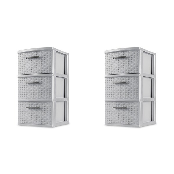 STERILITE 3 Drawer Weave Towers, Cement Color, Set of 2. Opens flyout.