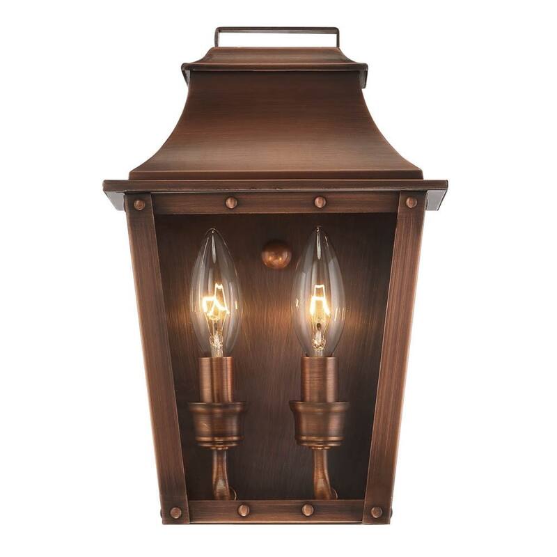 2-Light Pocket Wall Lantern Asian Design with Tapered Glass Shades - 5.25” x 7.50” x 11.50”