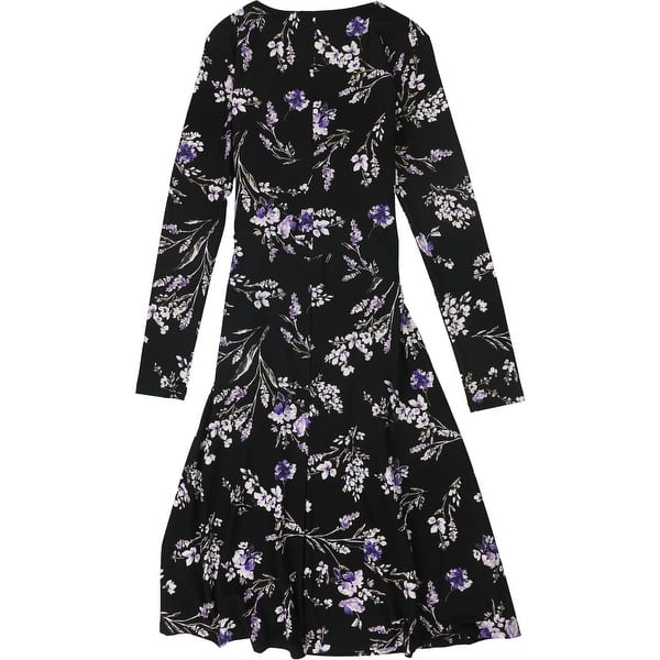 Ralph Lauren Womens Floral Print Wrap Dress,, Black, 2 - Bed Bath & Beyond  - 42409531