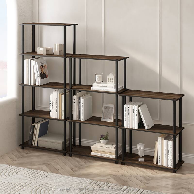23.6 in. Tall Black Wood 3-Shelf Bookcase