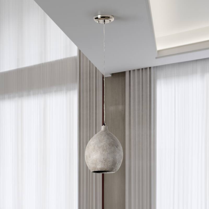 Teresa 1-Light Deep Gray Concrete Pendant by Kosas Home - Light Grey