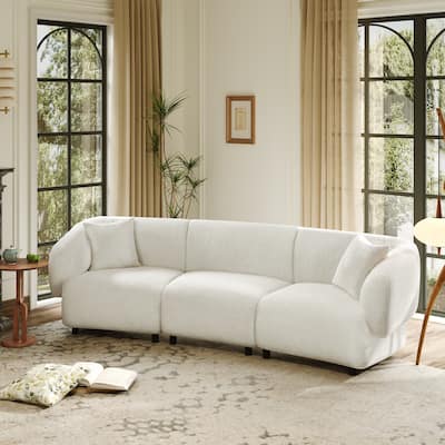 Christopher Knight Home - Hulk Curved Boucle 3-Seat Sofa with Sturdy Wooden Frame